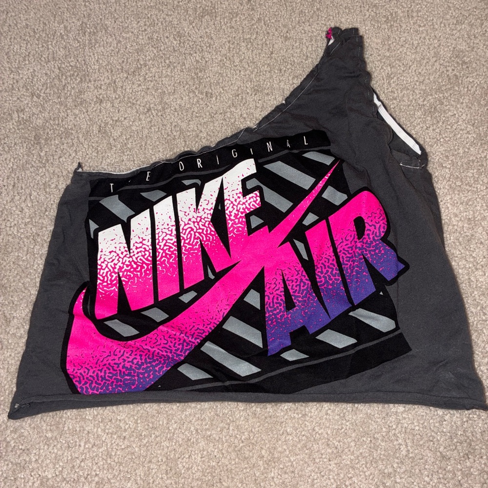 Undone - One Of A Kind One Shoulder Nike Crop Top in Gray
